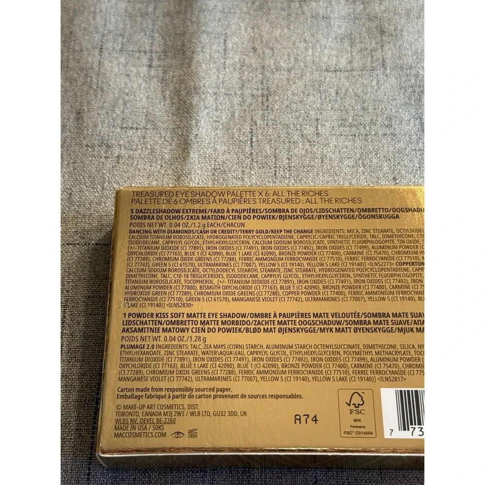 MAC Treasured Eye Shadow Palette 6-All The Riches, New In Box Holiday Release